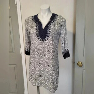 Roberta Roller Rabbit Beaded Embroidered Embellishments Bohemian Tunic Top(XS)